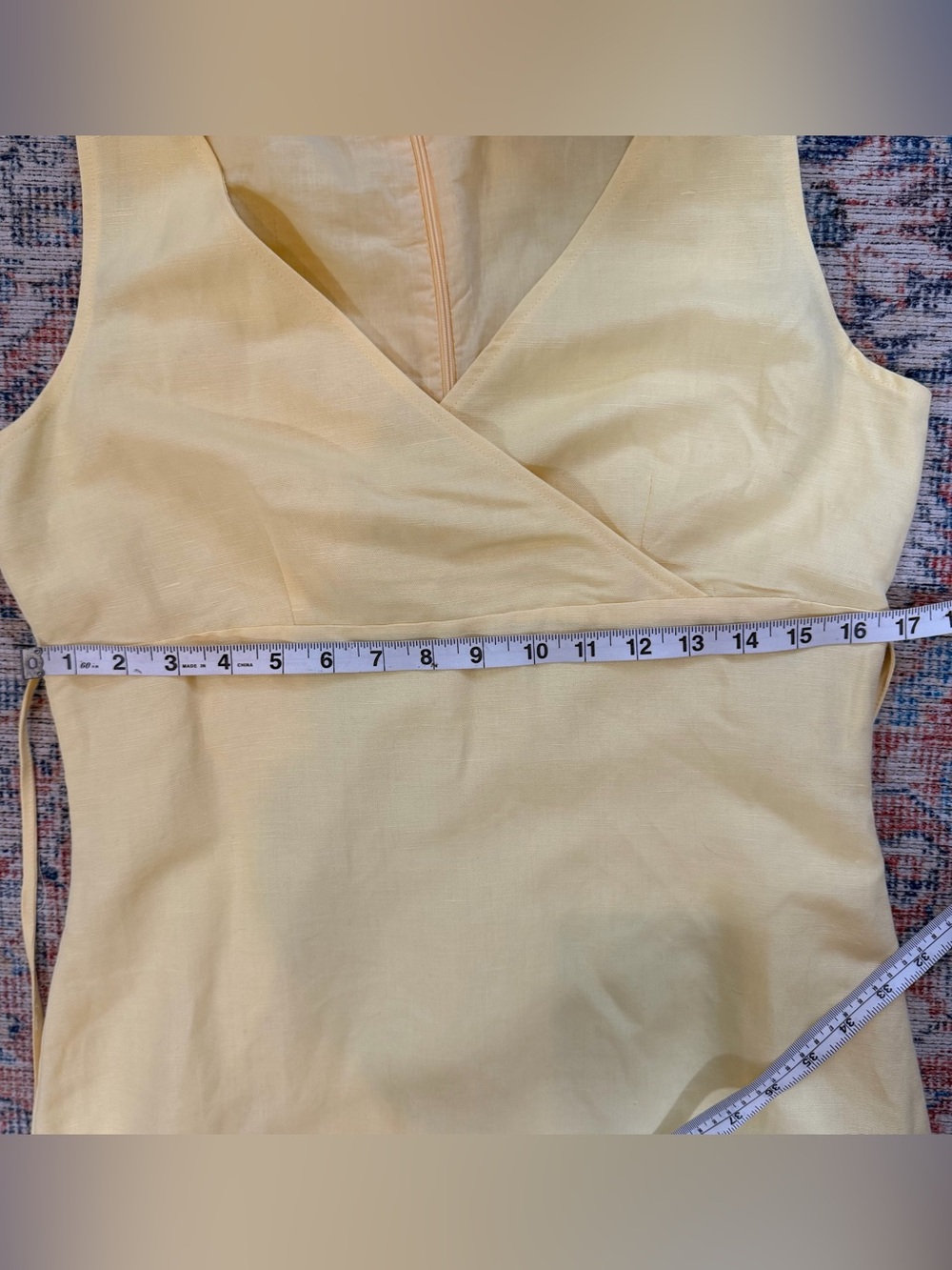 VTG Butter Yellow Linen Blend Midi Dress Sleeveless Summer Sz 4/6 S read - Picture 12 of 13